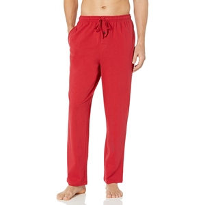 NOEN SPORTS Pantalon de pyjama pour homme en coton rouge dégradé, tricoté, respirant, imprimé par transfert thermique, taille élastique avec cordon de serrage - Product Image 1