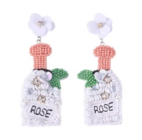Boucles d'oreilles perlées dorées style européen et américain, design Rose Win White, pour fêtes, vente en gros, accessoires vestimentaires bohèmes occidentaux