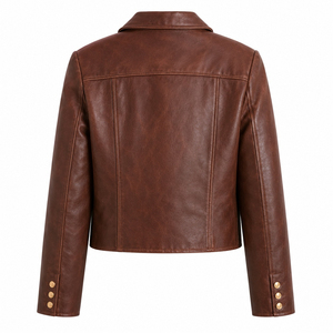 Women Winter <b>Leather</b> <b>Jacket</b> Classic Biker Style Zip Front Stand Collar <b>Long</b> Sleeve Casual Outerwear Slim Fit Breathable - Product Image 5