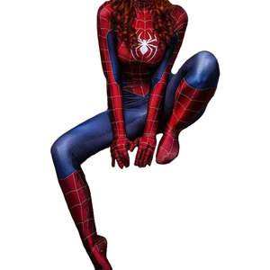 Disfraz de Spider-Man para mujer, mono de cosplay rojo y azul de spandex, traje de cuerpo entero para adultos, disfraz de anime para fiesta de Halloween - Product Image 5
