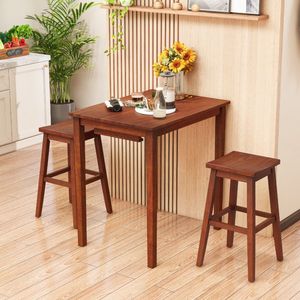 Juego de Mesa de Bar de 3 Piezas con 2 Taburetes Tipo Silla de Montar, Mesa de Pub Moderna de Metal para Bar en Casa y Oficina - Product Image 3