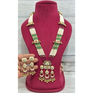 Gorgeous Best Quality <strong>Sabyasachi</strong> Inspired Hand Crafted Brass Gold Plated Fine Kundan Polki Imitation Pearl Rajwadi Party - Product Image 1