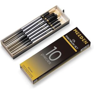 Set di 10 Pennelli in Setola di Maiale con Manico Lungo in Legno per Adulti e Principianti, Set di Pennelli per Pittura a Olio - Product Image 1