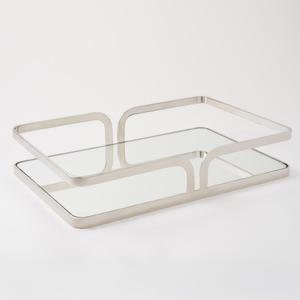 Modern Half Moon Decorative Tray Featuring High Gloss Silver Finish Designed For Coffee <b>Tables</b> Hotels Restaurants <b>Vanity</b> Display - Product Image 5