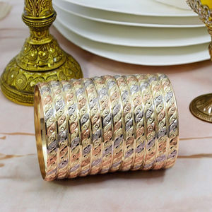 Bracelets remplis d'or tricolores en gros, bracelets de formation plaqués or 3 tons, ensemble de bracelets multi-tons, bracelets en laiton doré 3 tons. - Product Image 1