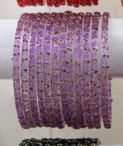 Trendy Glass <b>Silver</b> Plated Women's Fashion <b>Bangles</b> Stylish Set Stackable Eco-Friendly Customizable Ladies Wrist Accessories - Product Image 4