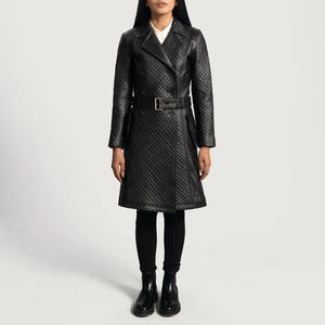 Abrigo Largo de Cuero PU Marrón Original OEM para Mujer, Impermeable, Cortavientos, Transpirable, Abrigo Sólido para Invierno - Product Image 1