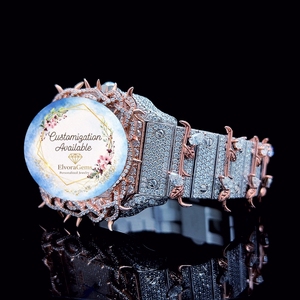 Rectangular Stainless Steel Smart <b>Watch</b> <b>Diamond</b> Encrusted Band Customization Available Personalized Jewelry - Product Image 3