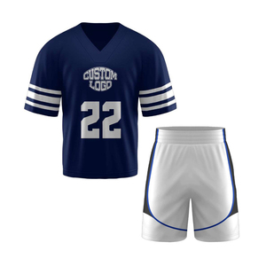 Uniformes de Lacrosse Sublimados: Camiseta y Pantalones Cortos con Estampado de Silicona, Diseño Liso, Transpirables - Product Image 1