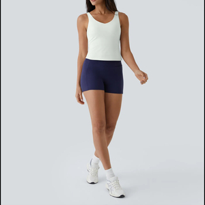 Débardeur court blanc en dentelle pour femme, col rond, sans manches, couleur unie, tricoté en Spandex et Polyester, respirant, idéal pour le sport, l'entraînement et le yoga - Product Image 3