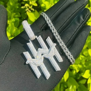 Pendentif lettre en argent sterling 925 avec moissanite, breloque glacée, plaqué rhodium, collier hip-hop, bijoux personnalisés - Product Image 2