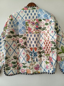 Handmade <b>Patchwork</b> Cotton Kantha <b>Jacket</b>: Reversible Boho Coat - Product Image 4