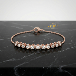 Bracelet chaîne classique élégant en or rose plaqué argent avec diamants de laboratoire – Cadeau de luxe pour mariage, fiançailles, anniversaire, fête - Product Image 1