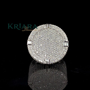 Anillo de Diamantes de Plata 925 con Oro Blanco para Mujer, Corte Brillante Redondo, Color D, Estilo Lujoso, Anillo de Bodas - Product Image 2