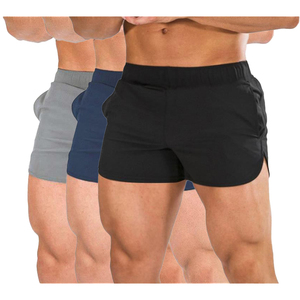 Shorts de sport gris uni coupe-vent à séchage rapide pour homme avec poches, taille élastique, longueur mi-cuisse, en toile de coton - Product Image 6