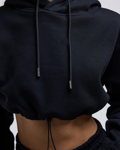 Sudadera con capucha extragrande de algodón polar para mujer con logo personalizado al por mayor, manga larga, hombro caído, transpirable - Product Image 5