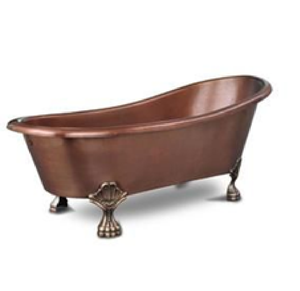 Baignoire en cuivre martelé à la main, dotée d'un corps hexagonal unique et de pieds rustiques ornés. Disponible aux prix de gros. - Product Image 2