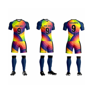 Uniformes de Fútbol Personalizados al por Mayor con Logotipo OEM, Conjunto de Camiseta y Pantalones Cortos de Fútbol para Hombre, de Poliéster que Absorbe la Humedad, para Deportes de Equipo - Product Image 2