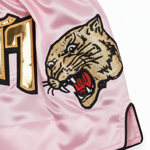 Pantalones Cortos de Muay Thai Rosados con Bordado de Tigre y Dragón en la Parte Delantera, Unisex, Corte Regular, Ropa para Artes Marciales Mixtas - Product Image 5