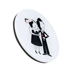 Aimant de réfrigérateur rond noir et blanc pour mariage, souvenir et décoration pour les jeunes mariés - Product Image 3