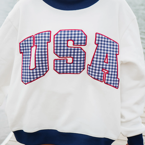 Sweat-shirt surdimensionné personnalisé pour femme en coton molletonné respirant et écologique, avec col montant à carreaux et broderie appliquée de lettres sur le devant - Product Image 2