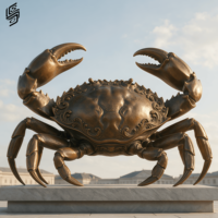 Grandes sculptures de crabes en bronze coulé, artisanat métallique, sculptures d'animaux pour la décoration extérieure de plage