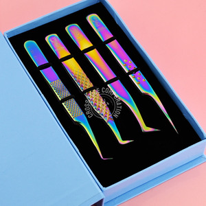 Pince à épiler d'isolation coudée de couleur multicolore de haute qualité pince à épiler d'extension de faux cils en acier inoxydable outil d'applicateur de cils - Product Image 1