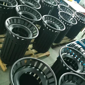 Streetscape Outdoor Metal Cylindrical Trash Cans <b>Big</b> Capacity Public Use Dust <b>Bin</b> Without Lid Sturdy - Product Image 5