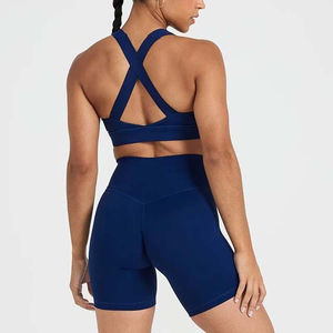 Conjuntos de Yoga de 2 Piezas Personalizados 2026, Conjuntos de Yoga Cortos Acanalados Sin Costuras, Ropa Deportiva Sexy para Mujer, Diseño Único - Product Image 3
