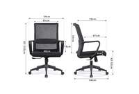 Chaise de bureau ergonomique moderne en maille, hauteur réglable, accoudoirs fixes, base pivotante, appui-tête intégré, design minimaliste noir pour