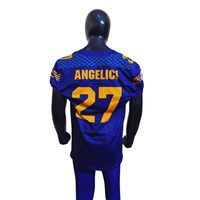 Paquete de Uniforme de Fútbol Americano Sublimado de Media Manga con Camiseta de Compresión, Casco, Guantes y Bolsas de Fútbol Americano
