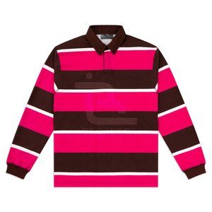 Women's Striped Full Sleeve for <b>Shirt</b> Casual Knitted 100% Cotton Streetwear <b>Pink</b> Brown White Pattern Regular Length - Product Image 2