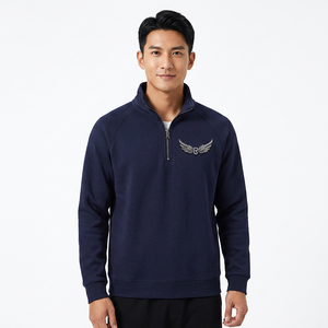 Sweat-shirt polaire bleu marine pour homme, coupe ample, col montant, décontracté, pour l'automne, uni, numérique, écologique, respirant - Product Image 5