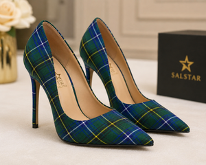 Chaussures à talons hauts pour femmes, escarpins à bout pointu en tartan écossais de haute qualité, chaussures de mariage, talons hauts à carreaux tendance, fabricant OEM - Product Image 1