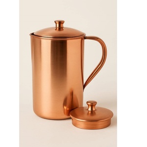 Jarra de Agua de Cobre con Acabado Pulido, Diseño Minimalista con Asa para Uso en la Comedor - Product Image 4