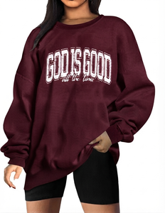 Pull-over tricoté personnalisé en polaire respirant pour femme, style streetwear oversize, couleur unie, collection automne/hiver – Grande Vente - Product Image 1