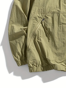 Chaqueta Blusón Verde Oliva para Hombre, Transpirable, Ligera, Casual, con Cierre de Cremallera, Manga Regular, Color Sólido, Tela de Poliéster - Product Image 5