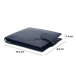 Classic Blue Genuine Leather <b>Mens</b> Money Clip <b>Wallet</b> Snap Fastener Bifold Card Organizer <b>RFID</b> Secure Premium Everyday <b>Wallet</b> - Product Image 1