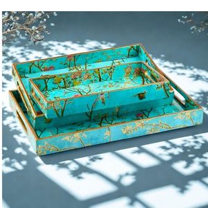 Top Leading Designed Serving Decor Rectangle Serving Trays with Simple Floral <b>Sticker</b> Design for Dinning Table Home and Office - Product Image 3