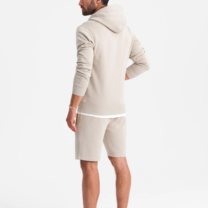 Ensemble sweat-shirt à capuche zippé et short pour homme, couleur unie, coton French Terry, vêtements décontractés d'été - Product Image 2