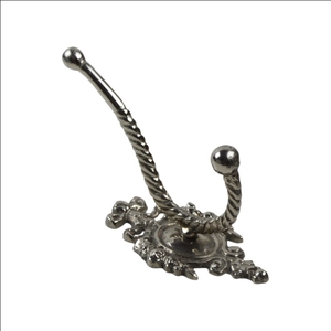 Crochets de porte en métal classiques personnalisés, design double suspension avec finition argentée brillante, crochets à vêtements au design élégant - Product Image 1