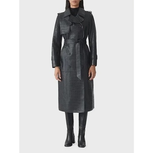 Manteau en cuir véritable pour femme, veste longue élégante, vêtement d'extérieur sur mesure de qualité supérieure, fabricant - Product Image 2