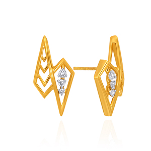 Boucles d'oreilles minimalistes en or jaune 14 carats avec diamants de laboratoire en forme de cerf-volant, bijoux pour femmes à porter au quotidien, couleur G - Product Image 3