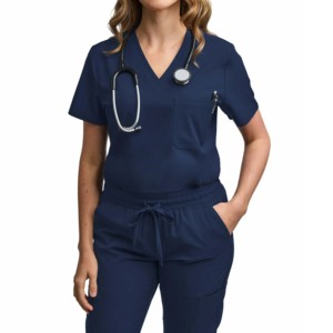 Offre Spéciale – Blouses Médicales et Infirmières pour Femmes, Uniformes Brodés Unis, Été, Grandes Tailles, 100% Coton Denim, Manches Courtes - Product Image 1