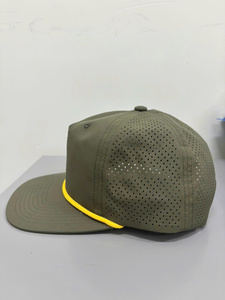 High Quality Custom Sports Hat 5 Panel Snapback <b>Waterproof</b> Lightweight Nylon <b>Cap</b> with Laser Cut Perforated Mesh Back Outdoor Hat - Product Image 2