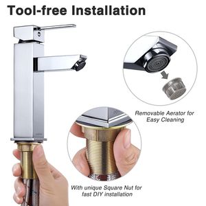 Rubinetto per lavabo cromato a 1 foro con altezza del beccuccio di 4 pollici - Product Image 3