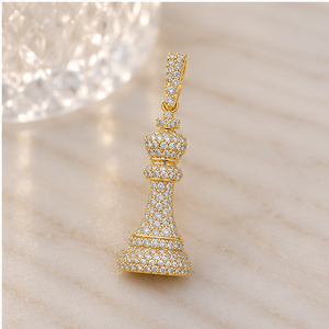 Sparkling Fully Iced Lab Grown Diamonds Custom 10K <b>Solid</b> <b>Gold</b> King Queen Chess Piece <b>Pendant</b> Men's Hip Hop Fine Jewelry necklace - Product Image 2