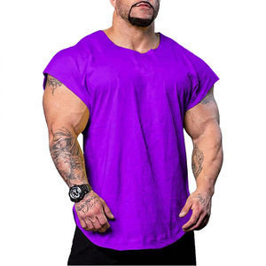 T-shirt à manches courtes pour homme, jaune, surdimensionné, col rond, tricoté, couleur unie, coupe décontractée - Product Image 4
