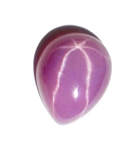 Rubis Étoilé Rose Poire 7x9 mm 2 Carats, Cabochon Poli Opacifié Créé en Laboratoire avec Effet Étoile à 6 Branches pour la Fabrication de Bijoux - Product Image 1