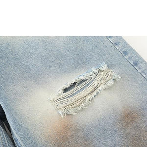 Pantalones Cortos de Mezclilla Rotos de Cintura Alta para Hombre, con Botones, de Algodón Lavado, Estilo Casual - Product Image 5